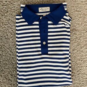 Blue and White Striped Peter Millar Polo Shirt